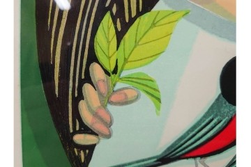 真作　サイン入り　1986年池田修三作　「あかいとり」　木版画　(R-084963)