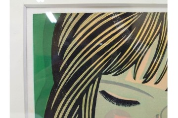 真作　サイン入り　1986年池田修三作　「あかいとり」　木版画　(R-084963)