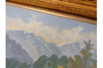 真作　サイン入り　中村善策　P8(8号)　「信濃路の秋」　色彩豊かに描かれた油彩絵画　(R-084964)