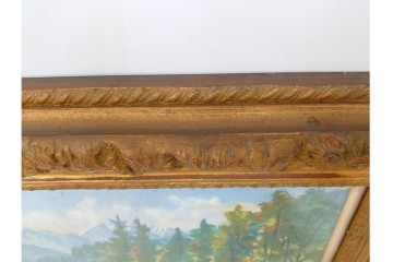 真作　サイン入り　中村善策　P8(8号)　「信濃路の秋」　色彩豊かに描かれた油彩絵画　(R-084964)