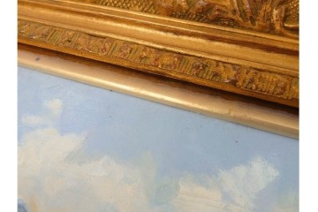 真作　サイン入り　中村善策　P8(8号)　「信濃路の秋」　色彩豊かに描かれた油彩絵画　(R-084964)