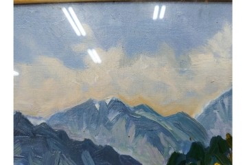 真作　サイン入り　中村善策　P8(8号)　「信濃路の秋」　色彩豊かに描かれた油彩絵画　(R-084964)