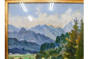 真作　サイン入り　中村善策　P8(8号)　「信濃路の秋」　色彩豊かに描かれた油彩絵画　(R-084964)