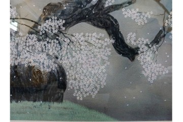 真作　サイン入り　中島千波　172/200　「醍醐の桜」　幻想的な情景が広がるジクレー版画　作品証明書付き　(R-084965)