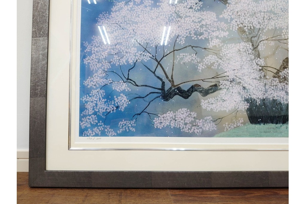 真作　サイン入り　中島千波　172/200　「醍醐の桜」　幻想的な情景が広がるジクレー版画　作品証明書付き　(R-084965)