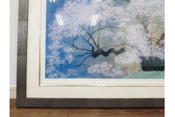 真作　サイン入り　中島千波　172/200　「醍醐の桜」　幻想的な情景が広がるジクレー版画　作品証明書付き　(R-084965)