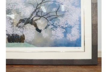 真作　サイン入り　中島千波　172/200　「醍醐の桜」　幻想的な情景が広がるジクレー版画　作品証明書付き　(R-084965)