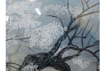 真作　サイン入り　中島千波　172/200　「醍醐の桜」　幻想的な情景が広がるジクレー版画　作品証明書付き　(R-084965)