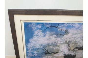 真作　サイン入り　中島千波　172/200　「醍醐の桜」　幻想的な情景が広がるジクレー版画　作品証明書付き　(R-084965)