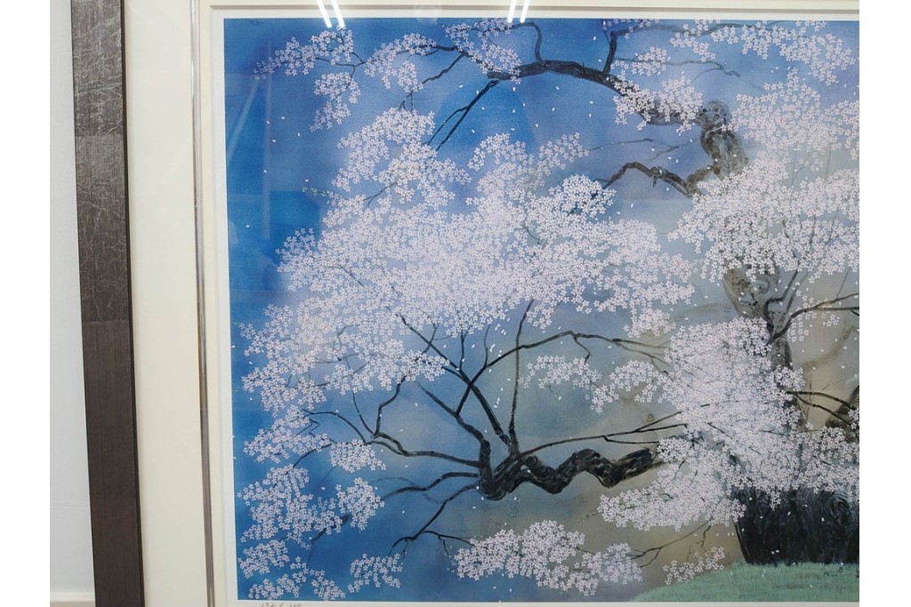 真作　サイン入り　中島千波　172/200　「醍醐の桜」　幻想的な情景が広がるジクレー版画　作品証明書付き　(R-084965)