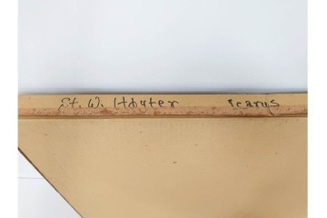 真作　サイン入り　1956年スタンリー・ウィリアム・ヘイター(Stanley William Hayter)作　42/50　「Icarus(イカロス)」　力強い線が印象的な銅版画　外箱付き　(R-084967)