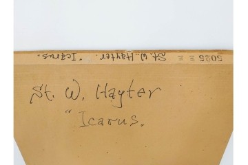 真作　サイン入り　1956年スタンリー・ウィリアム・ヘイター(Stanley William Hayter)作　42/50　「Icarus(イカロス)」　力強い線が印象的な銅版画　外箱付き　(R-084967)