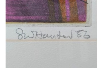 真作　サイン入り　1956年スタンリー・ウィリアム・ヘイター(Stanley William Hayter)作　42/50　「Icarus(イカロス)」　力強い線が印象的な銅版画　外箱付き　(R-084967)