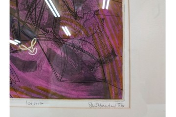 真作　サイン入り　1956年スタンリー・ウィリアム・ヘイター(Stanley William Hayter)作　42/50　「Icarus(イカロス)」　力強い線が印象的な銅版画　外箱付き　(R-084967)