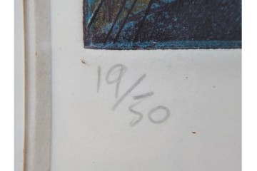 真作　サイン入り　スタンリー・ウィリアム・ヘイター(Stanley William Hayter)　19/50　「Ceyx(ケユクス)」　豊かな色彩と動きが際立つ銅版画　外箱付き　(R-084968)