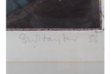 真作　サイン入り　スタンリー・ウィリアム・ヘイター(Stanley William Hayter)　19/50　「Ceyx(ケユクス)」　豊かな色彩と動きが際立つ銅版画　外箱付き　(R-084968)