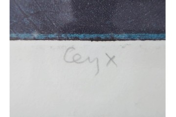 真作　サイン入り　スタンリー・ウィリアム・ヘイター(Stanley William Hayter)　19/50　「Ceyx(ケユクス)」　豊かな色彩と動きが際立つ銅版画　外箱付き　(R-084968)