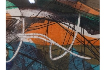 真作　サイン入り　スタンリー・ウィリアム・ヘイター(Stanley William Hayter)　19/50　「Ceyx(ケユクス)」　豊かな色彩と動きが際立つ銅版画　外箱付き　(R-084968)