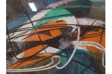 真作　サイン入り　スタンリー・ウィリアム・ヘイター(Stanley William Hayter)　19/50　「Ceyx(ケユクス)」　豊かな色彩と動きが際立つ銅版画　外箱付き　(R-084968)