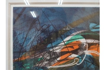 真作　サイン入り　スタンリー・ウィリアム・ヘイター(Stanley William Hayter)　19/50　「Ceyx(ケユクス)」　豊かな色彩と動きが際立つ銅版画　外箱付き　(R-084968)