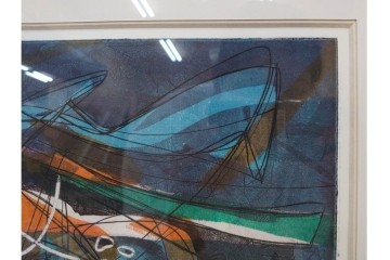 真作　サイン入り　スタンリー・ウィリアム・ヘイター(Stanley William Hayter)　19/50　「Ceyx(ケユクス)」　豊かな色彩と動きが際立つ銅版画　外箱付き　(R-084968)