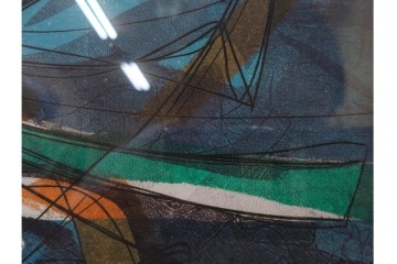 真作　サイン入り　スタンリー・ウィリアム・ヘイター(Stanley William Hayter)　19/50　「Ceyx(ケユクス)」　豊かな色彩と動きが際立つ銅版画　外箱付き　(R-084968)