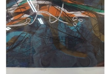 真作　サイン入り　スタンリー・ウィリアム・ヘイター(Stanley William Hayter)　19/50　「Ceyx(ケユクス)」　豊かな色彩と動きが際立つ銅版画　外箱付き　(R-084968)