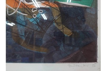 真作　サイン入り　スタンリー・ウィリアム・ヘイター(Stanley William Hayter)　19/50　「Ceyx(ケユクス)」　豊かな色彩と動きが際立つ銅版画　外箱付き　(R-084968)