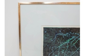 真作　1958年作　サイン入り　スタンリー・ウィリアム・ヘイター(Stanley William Hayter)　「Meduse(メデュース)」　重なり合う線描と色彩表現が印象的な銅版画　外箱付き　(R-084969)