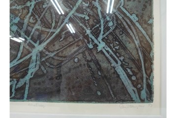 真作　1958年作　サイン入り　スタンリー・ウィリアム・ヘイター(Stanley William Hayter)　「Meduse(メデュース)」　重なり合う線描と色彩表現が印象的な銅版画　外箱付き　(R-084969)