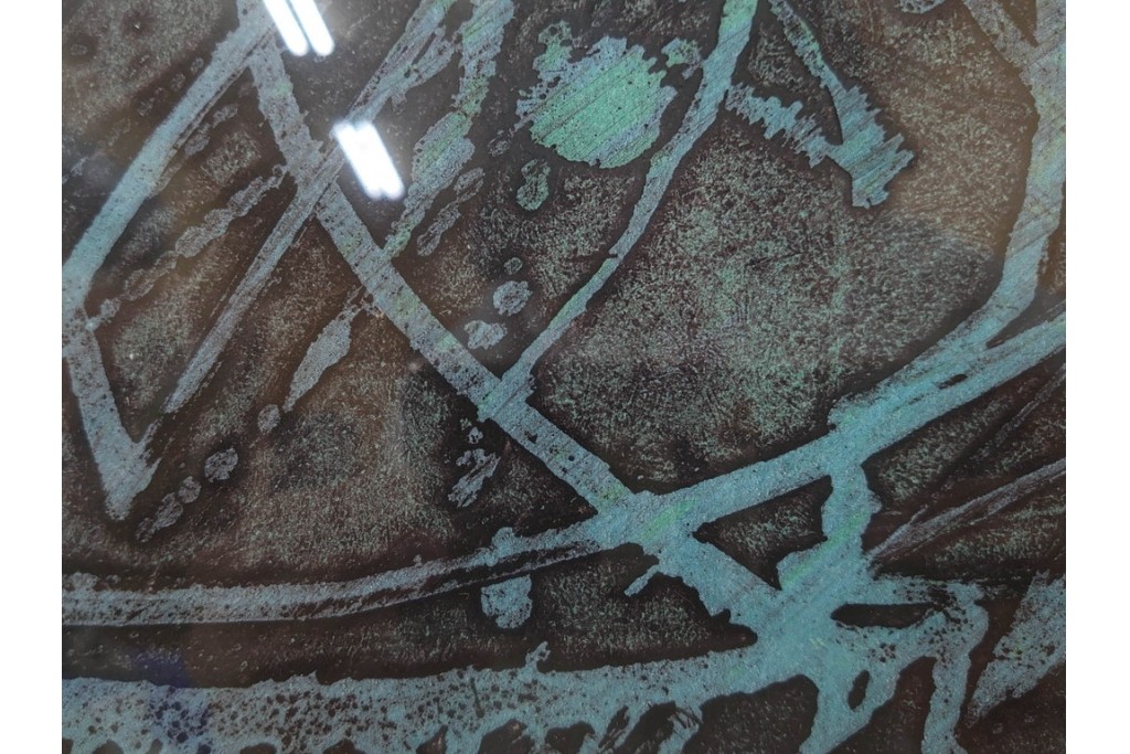 真作　1958年作　サイン入り　スタンリー・ウィリアム・ヘイター(Stanley William Hayter)　「Meduse(メデュース)」　重なり合う線描と色彩表現が印象的な銅版画　外箱付き　(R-084969)