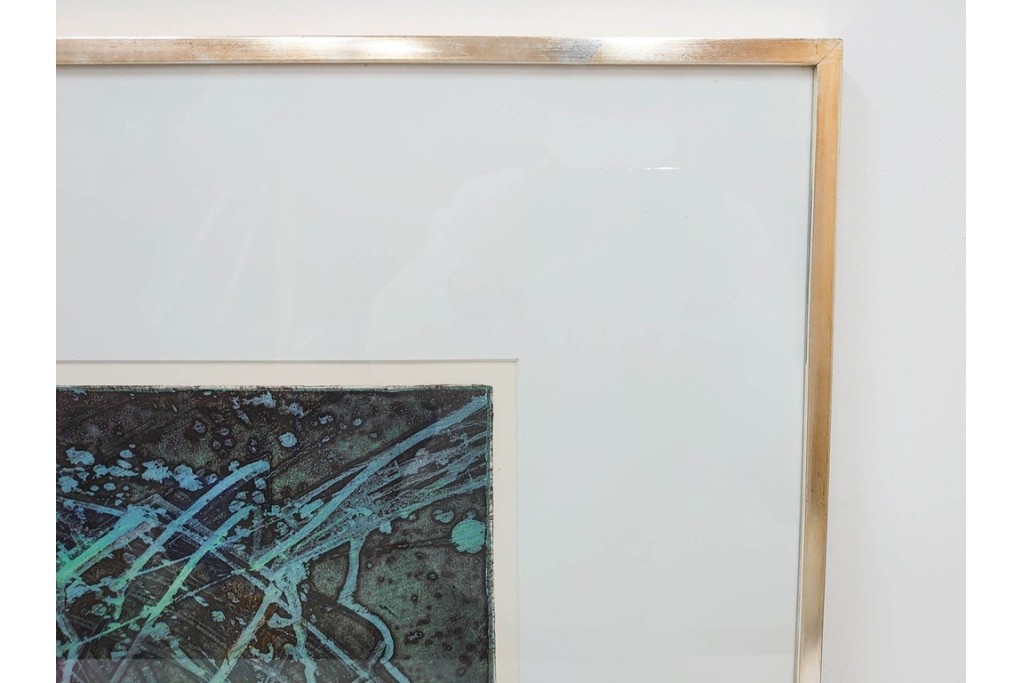 真作　1958年作　サイン入り　スタンリー・ウィリアム・ヘイター(Stanley William Hayter)　「Meduse(メデュース)」　重なり合う線描と色彩表現が印象的な銅版画　外箱付き　(R-084969)