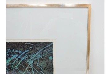 真作　1958年作　サイン入り　スタンリー・ウィリアム・ヘイター(Stanley William Hayter)　「Meduse(メデュース)」　重なり合う線描と色彩表現が印象的な銅版画　外箱付き　(R-084969)