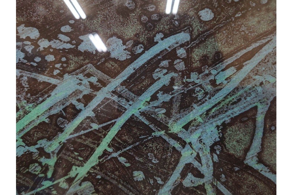 真作　1958年作　サイン入り　スタンリー・ウィリアム・ヘイター(Stanley William Hayter)　「Meduse(メデュース)」　重なり合う線描と色彩表現が印象的な銅版画　外箱付き　(R-084969)