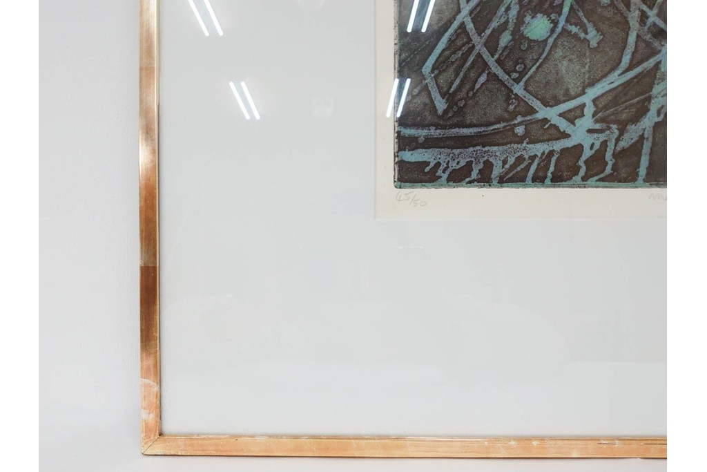 真作　1958年作　サイン入り　スタンリー・ウィリアム・ヘイター(Stanley William Hayter)　「Meduse(メデュース)」　重なり合う線描と色彩表現が印象的な銅版画　外箱付き　(R-084969)