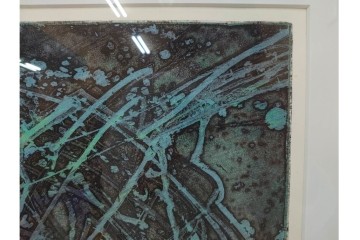 真作　1958年作　サイン入り　スタンリー・ウィリアム・ヘイター(Stanley William Hayter)　「Meduse(メデュース)」　重なり合う線描と色彩表現が印象的な銅版画　外箱付き　(R-084969)