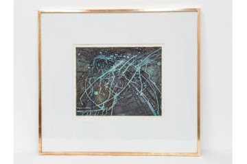 真作　1958年作　サイン入り　スタンリー・ウィリアム・ヘイター(Stanley William Hayter)　「Meduse(メデュース)」　重なり合う線描と色彩表現が印象的な銅版画　外箱付き　(R-084969)