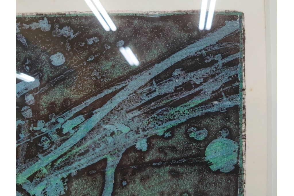 真作　1958年作　サイン入り　スタンリー・ウィリアム・ヘイター(Stanley William Hayter)　「Meduse(メデュース)」　重なり合う線描と色彩表現が印象的な銅版画　外箱付き　(R-084969)