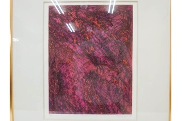 真作　サイン入り　1963年作　スタンリー・ウィリアム・ヘイター(Stanley William Hayter)　18/50　「Red Flow(レッド・フロー)」赤を基調とした色彩と流動的な線表現が印象的な銅版画　外箱付き　(R-084970)