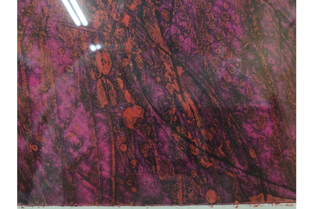 真作　サイン入り　1963年作　スタンリー・ウィリアム・ヘイター(Stanley William Hayter)　18/50　「Red Flow(レッド・フロー)」赤を基調とした色彩と流動的な線表現が印象的な銅版画　外箱付き　(R-084970)