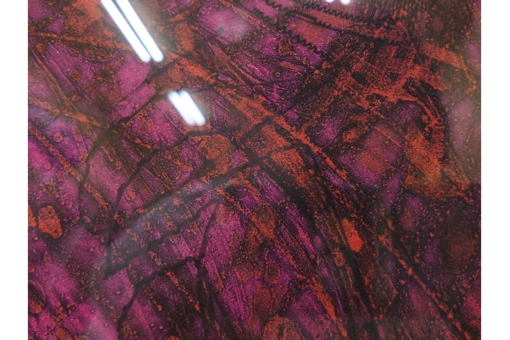 真作　サイン入り　1963年作　スタンリー・ウィリアム・ヘイター(Stanley William Hayter)　18/50　「Red Flow(レッド・フロー)」赤を基調とした色彩と流動的な線表現が印象的な銅版画　外箱付き　(R-084970)