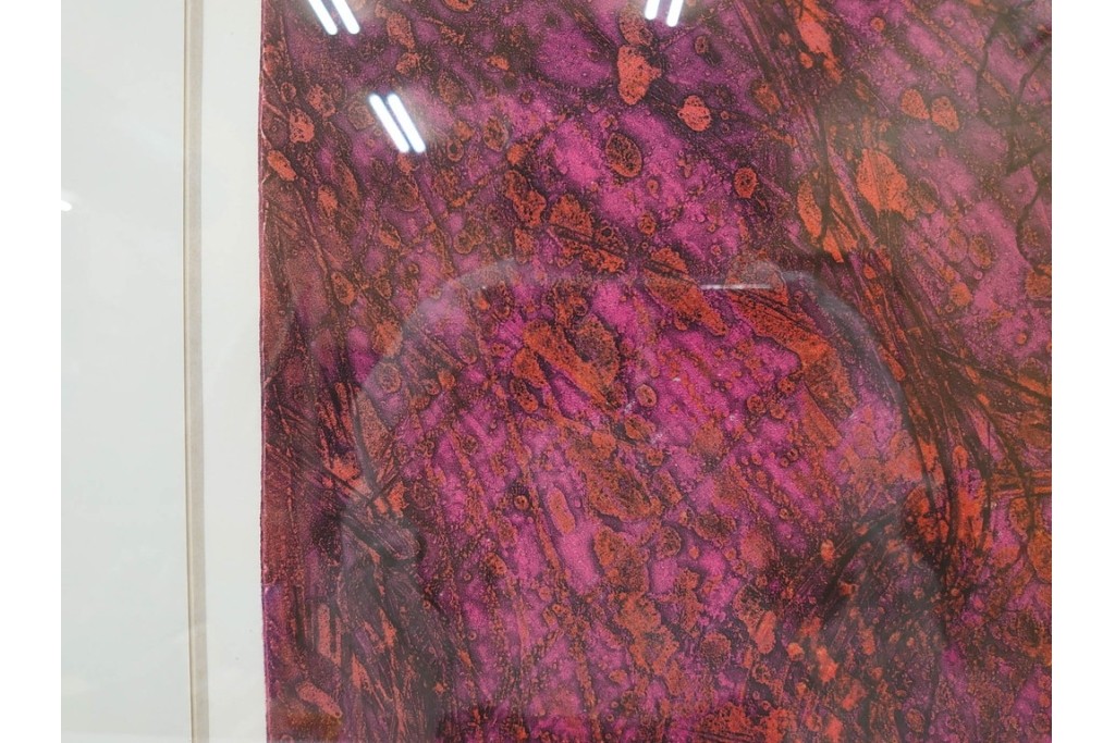 真作　サイン入り　1963年作　スタンリー・ウィリアム・ヘイター(Stanley William Hayter)　18/50　「Red Flow(レッド・フロー)」赤を基調とした色彩と流動的な線表現が印象的な銅版画　外箱付き　(R-084970)