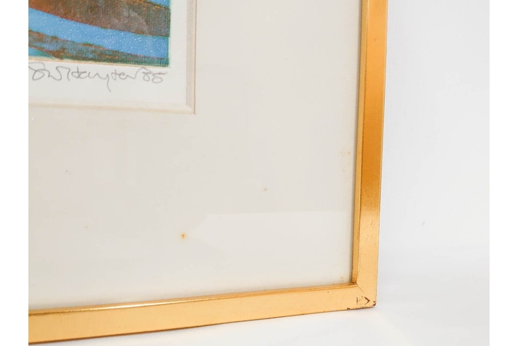 真作　サイン入り　1985年作　スタンリー・ウィリアム・ヘイター(Stanley William Hayter)　7/50　「Sagittarius(サジタリウス)」　鮮やかな色面と躍動的な線描が印象的な銅版画　外箱付き　(R-084971)