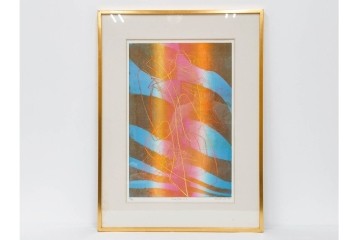 真作　サイン入り　1985年作　スタンリー・ウィリアム・ヘイター(Stanley William Hayter)　7/50　「Sagittarius(サジタリウス)」　鮮やかな色面と躍動的な線描が印象的な銅版画　外箱付き　(R-084971)