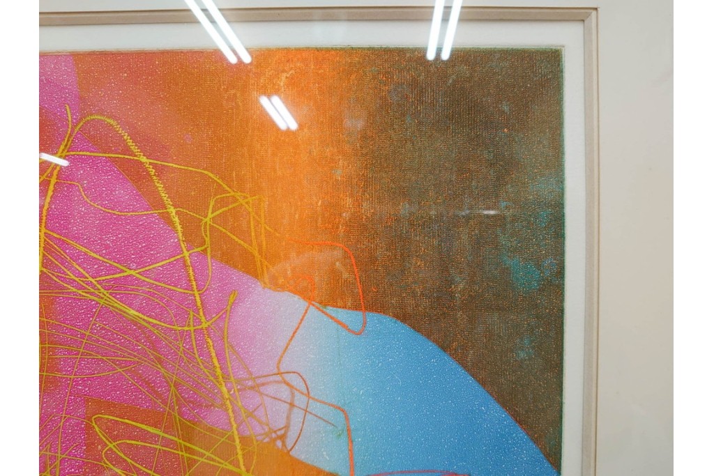 真作　サイン入り　1985年作　スタンリー・ウィリアム・ヘイター(Stanley William Hayter)　7/50　「Sagittarius(サジタリウス)」　鮮やかな色面と躍動的な線描が印象的な銅版画　外箱付き　(R-084971)