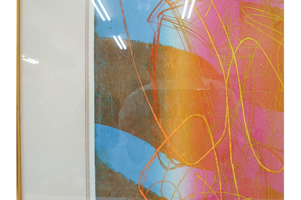 真作　サイン入り　1985年作　スタンリー・ウィリアム・ヘイター(Stanley William Hayter)　7/50　「Sagittarius(サジタリウス)」　鮮やかな色面と躍動的な線描が印象的な銅版画　外箱付き　(R-084971)