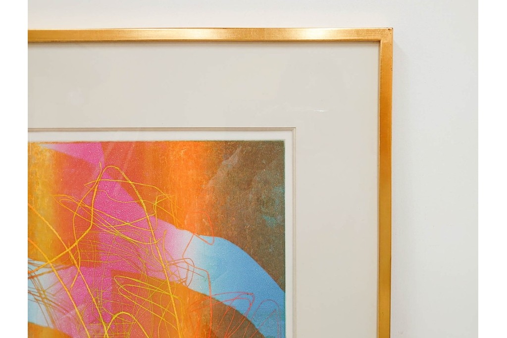 真作　サイン入り　1985年作　スタンリー・ウィリアム・ヘイター(Stanley William Hayter)　7/50　「Sagittarius(サジタリウス)」　鮮やかな色面と躍動的な線描が印象的な銅版画　外箱付き　(R-084971)