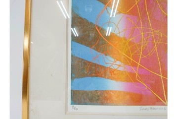 真作　サイン入り　1985年作　スタンリー・ウィリアム・ヘイター(Stanley William Hayter)　7/50　「Sagittarius(サジタリウス)」　鮮やかな色面と躍動的な線描が印象的な銅版画　外箱付き　(R-084971)