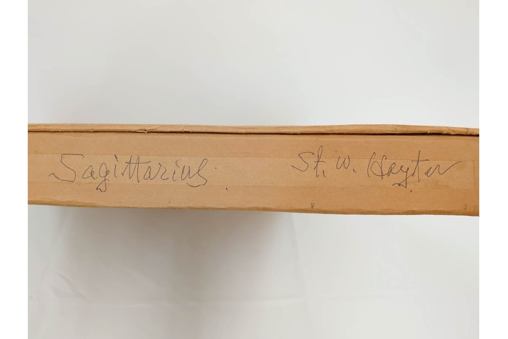 真作　サイン入り　1985年作　スタンリー・ウィリアム・ヘイター(Stanley William Hayter)　7/50　「Sagittarius(サジタリウス)」　鮮やかな色面と躍動的な線描が印象的な銅版画　外箱付き　(R-084971)