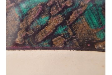 真作　サイン入り　1962年作　スタンリー・ウィリアム・ヘイター(Stanley William Hayter)　44/50　「Tropic Stream(トロピック・ストリーム)」　緑と褐色の色面に流動的な線描が重なり合う銅版画　外箱付き　(R-084972)　